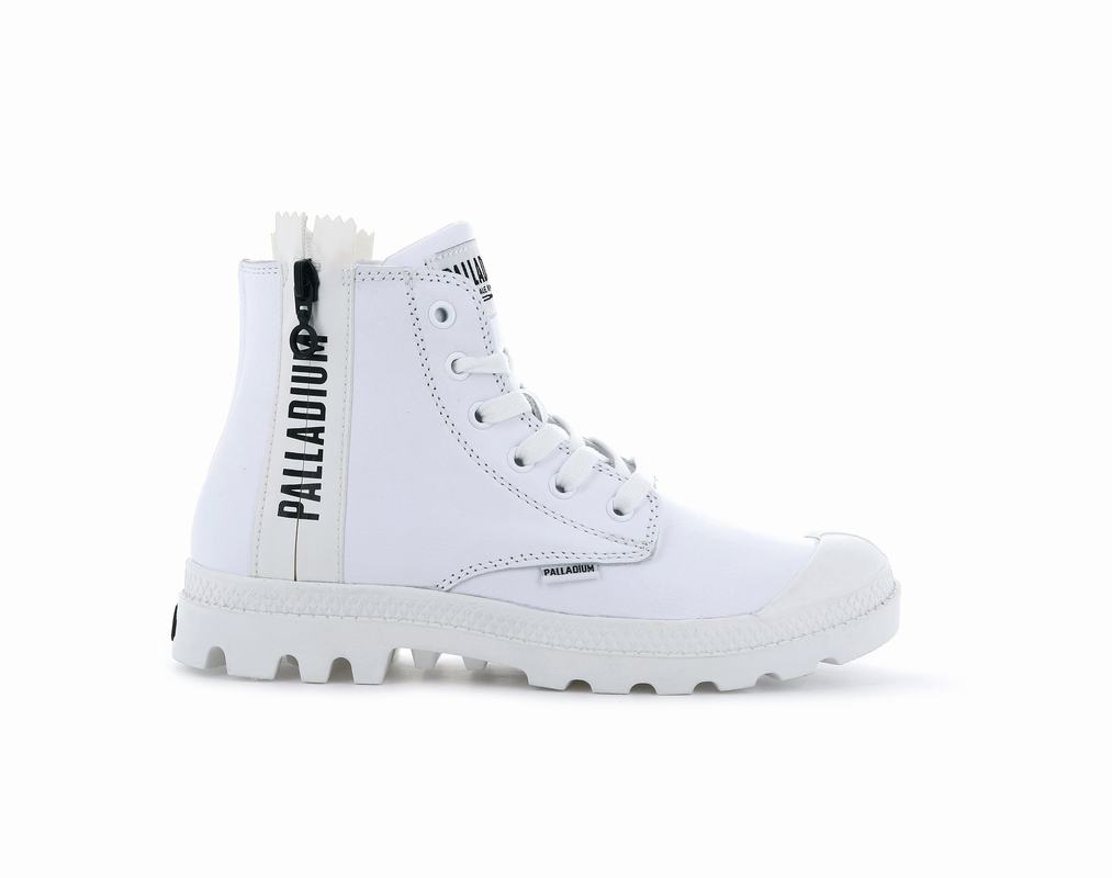 Palladium Pampa Ubn Zips Leder Damen Stiefel Weiß ||235490-SFL||